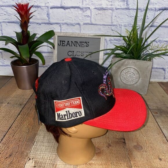 Rare Vintage 80s 90s Marlboro Cigarettes Snake Big Logo Racing Hat Cap Grunge - Picture 4 of 9